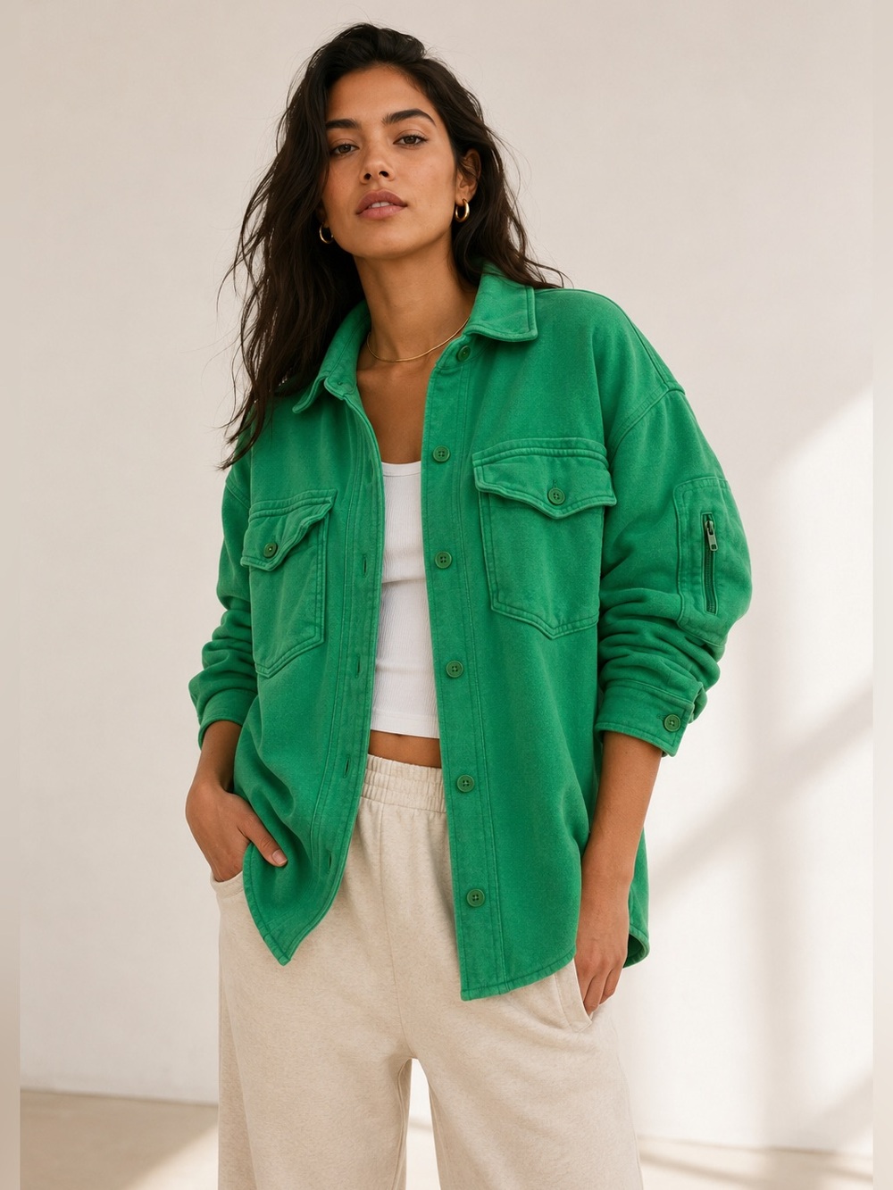 Wilfred Free Green Oversized Shirt Jacket Shacket Size M